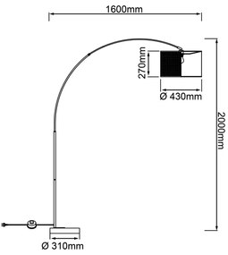 Brilliant - Stojacia lampa WILEY 1xE27/60W/230V čierna/béžová