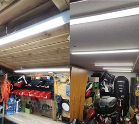 Sada 4 x povrchovo montovateľných LED svietidiel 36W 120cm fluorescenčný panel pre garážovú dielňu