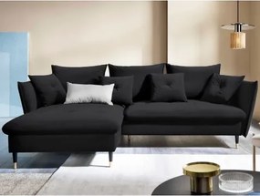 Rohová sedacia súprava Glam, čierna látka, ľavý roh%