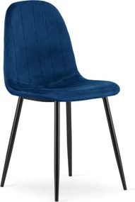 Set troch jedálenských stoličiek PADVA zamatové modré / čierne nohy (3 ks)