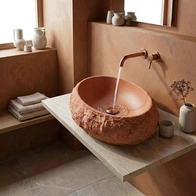 Umývadlo na dosku z kompozitného kameňa REA MIKA TERRACOTTA 50x38 cm, oranžová