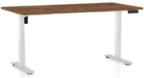 Výškovo nastaviteľný stôl OfficeTech B, 160 x 80 cm, biela podnož, dub silverjack
