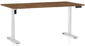 Výškovo nastaviteľný stôl OfficeTech B, 160 x 80 cm, biela podnož, dub silverjack