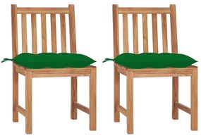 Záhradné stoličky 2 ks s podložkami tíkový masív