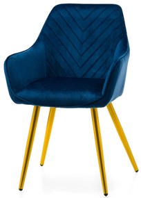 Jedálenská stolička vasto velúr modrá - gold | jaks