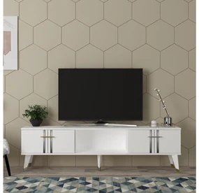TV stolík/skrinka Pebine 2 (biela + strieborná) . Vlastná spoľahlivá doprava až k Vám domov. 1095308