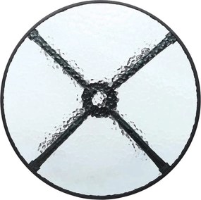 Okrúhly záhradný stôl so sklenenou doskou ISLAND 90 cm, čierny