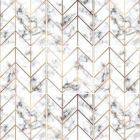 Sada 9 samolepiek na stenu Ambiance Marble and Gold Line, 20 x 20 cm
