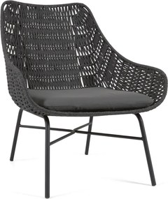Čierne ručne pletené vonkajšie kreslo Kave Home Abeli