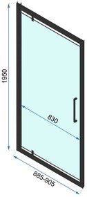 Rea Rapid Swing, 3-stenový sprchovací kút 100 (dvere) x 90 (stena) x 195 cm, 6mm číre sklo, čierny profil, KPL-009956