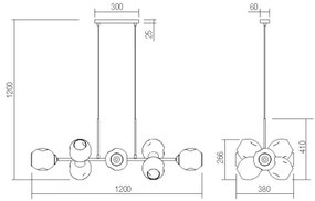 Redo 01-2620 - Luster na lanku PIERCE 6xE27/42W/230V čierna/dymová