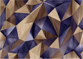 Sklenený obraz - 3D drevené trojuholníky (70x50 cm)