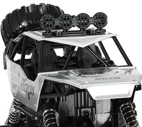 KIK Diaľkovo ovládané RC Rock Crawler 1:12 4WD kovové terénne auto, strieborné