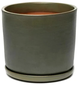 Kvetináč Moss XL, s miskou / sivozelený