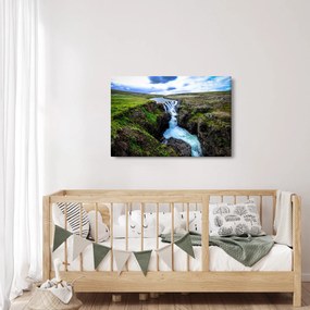 Obraz vodopádu medzi skalami (90x60 cm)