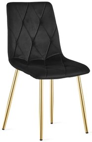 Set troch jedálenských stoličiek LIBRA zamatové, čierne / zlaté nohy (3 ks)