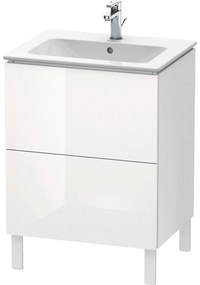 DURAVIT L-Cube stojaca skrinka pod umývadlo na nožičkách, 2 zásuvky, 620 x 481 x 856 mm, biela vysoký lesk, LC662502222