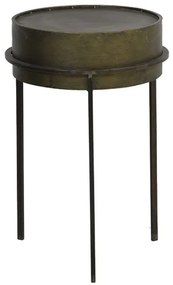 Bronzový antik kovový stolík/ kvetináč Tence - Ø38,5*58 cm