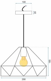Toolight - Závesné stropné svietidlo 1xE27 APP236-1CP, čierna-zlatá, OSW-00353