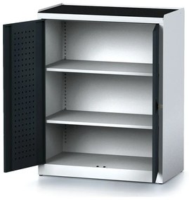 Policová dielenská skriňa 2-dverová MECHANIC, 2 police, 920 x 500 x 1170 mm, antracitové dvere