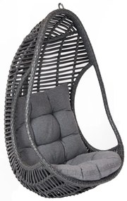 Závesné ratanové kreslo SALINA sivé bez stojana
