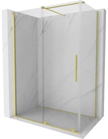 Mexen Velar sprchová kabína, posuvné dvere 150 x 80 cm, Priehľadné, Zlatá kefovaná- 871-150-080-01-55