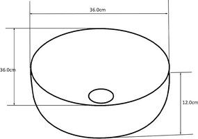 BPS-koupelny Keramické umývadlo na dosku HYD-LA-MTB-360 ø36 cm, čierne mat