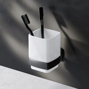 Sklenený pohár na zubné kefky AM.PM Gem AGA34322 nástenný, čierny