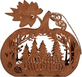 Rustikálny hrdzavý svietnik v tvare tekvice - 25*12*24 cm