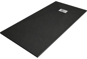 Mexen Hugo, obdĺžniková sprchová vanička SMC 180 x 90 cm, čierna, oceľová krytka, 42709018-X