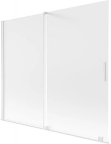 Mexen Velar, 2-krídlová posuvná vaňová zástena 180 x 150 cm, 8mm sklo námraza, biela matná, 896-180-000-31-20