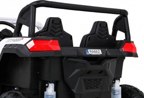 Ramiz Detská bugina ATV Strong Racing pre 2 deti biela + bezkefkový motor + nafukovacie kolesá + zvuky + LED
