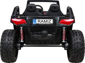 Ramiz Clash batériový kočík pre 2 deti čierny + diaľkové ovládanie + pohon 4x4 + nastavenie sedadla + rádio MP3 + LED