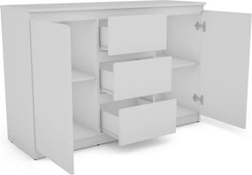 Komoda so 3 zásuvkami Carlos, biela, 120 cm