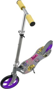 Detský kolobežka s veľkými kolesami a popruhom, sivá