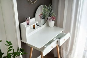 ModernHome Veľký toaletný stolík so zrkadlom a poličkami