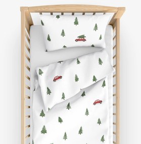 Goldea vianočné bavlnené obliečky do detské postieľky - cesta pre stromček 90 x 120 a 40 x 60 cm