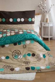 Polybavlnené obliečky na 2 postele CIRCLES GREEN, zelené Rozmer obliečky: 2 ks 70 x 90 cm | 2 ks 140 x 200 cm