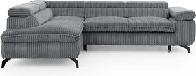 Sivá menčestrová rohová pohovka (ľavý roh/do L) Marbeya – Ropez