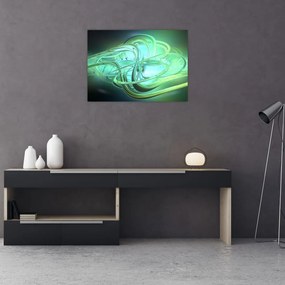 Sklenený obraz zelenej abstrakcie (70x50 cm)