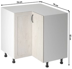 Kondela Spodná rohová skrinka, biela/sosna nordická, ROYAL D90N