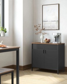 Kovová úložná skrinka BRIX, 76x80x40cm, čierna/hnedá SongmicsHome