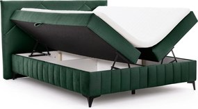 Posteľ Boxspring Wasil 160x200 s úložným priestorom - zelený hydrofóbny zamat Element 12