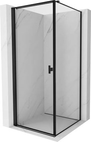 Mexen Mist-B, 1-krídlový výklopný sprchový kút, ľavý, 70 x 70 cm, číre sklo-čierny rám, 8A2T-070-070-70-70-L