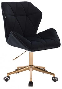LuxuryForm DESIGN Stolička MILANO MAX VELUR na zlatej podstave s kolieskami - čierna