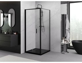 Mexen Exo, sprchovací kút so skladacími dverami 85 x 85 cm, 6mm číre sklo, čierny profil, 816-085-085-70-00