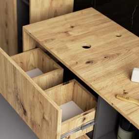 Skrinka pod umývadlo VAMI W90 2SZ dub artisan / garafitová / sivá