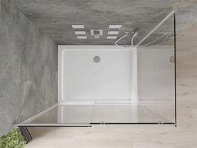 Mexen Omega, sprchovací kút s posuvnými dverami 140 (dvere) x 90 (stena) cm, 8mm číre sklo, chrómový profil + slim sprchová vanička 5cm, 825-140-090-01-00-4010