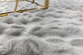 Koberec BUBBLE strieborný 21 štrukturálny 3D, kruh