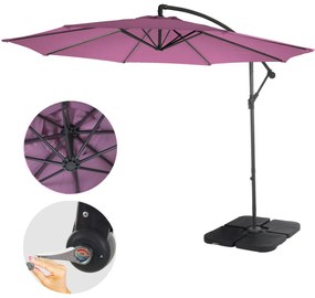 Slnečník Acerra Ø 3m polyester/oceľ - levanduľovo-červená so stojanom